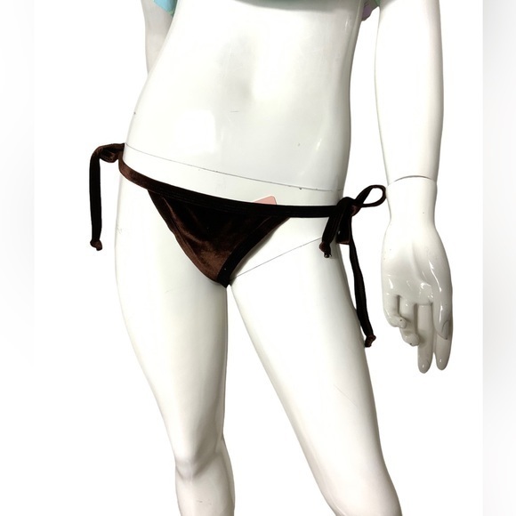 Chloe Rose sun soaked micro in brown velvet string bikini bottoms Large nwt boho - Picture 1 of 8